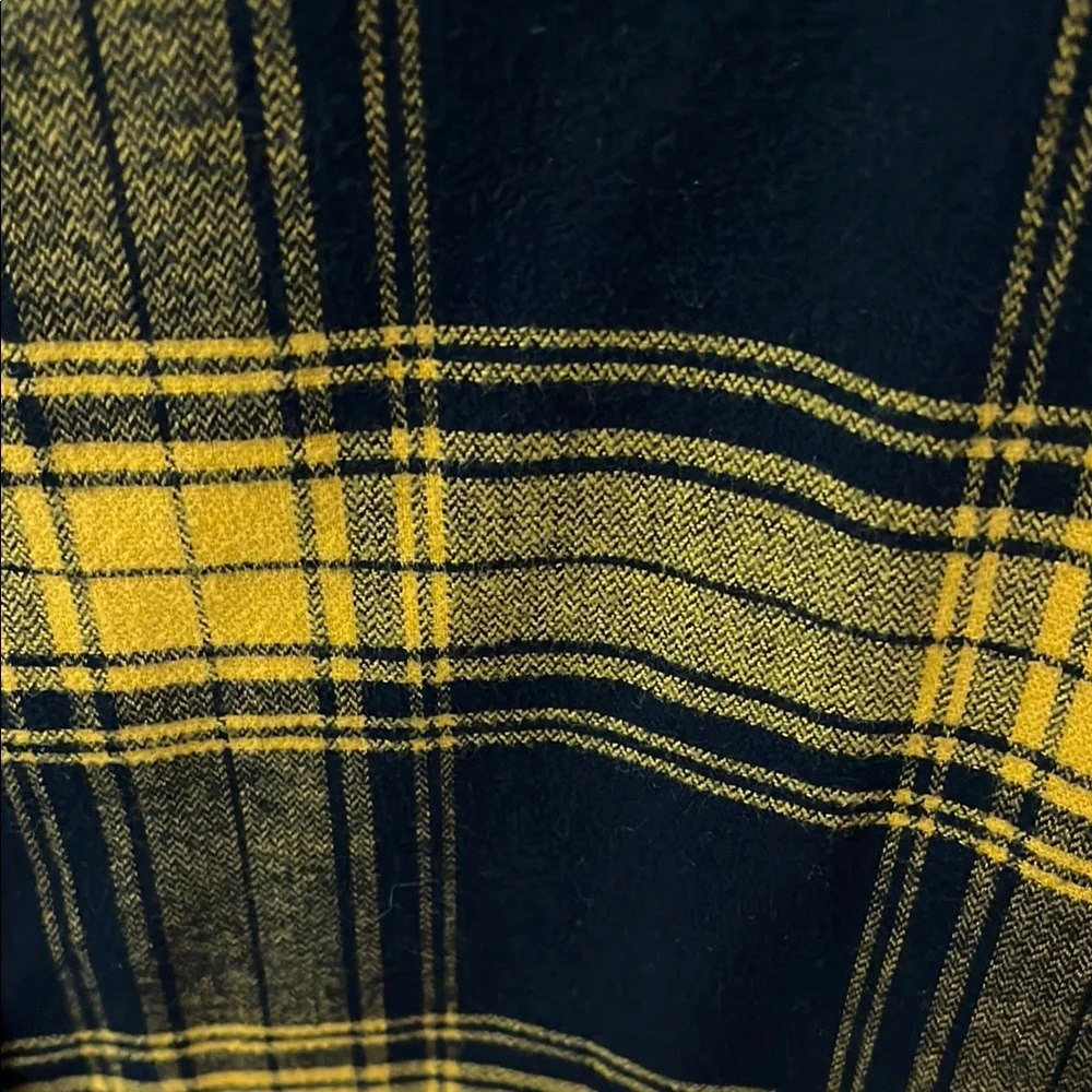 Men's Black and Mustard Plaid Flannel Shirt - Picture 3 of 8